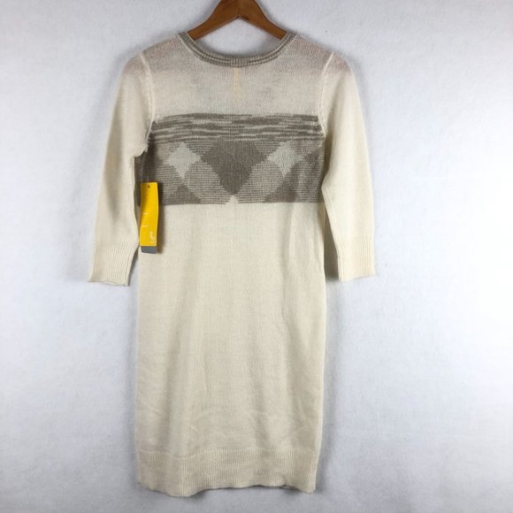 Lole NWT Women's Small Skylar Wool Blend Vanilla Cream Brown V-Neck Knit Dress - Picture 2 of 10
